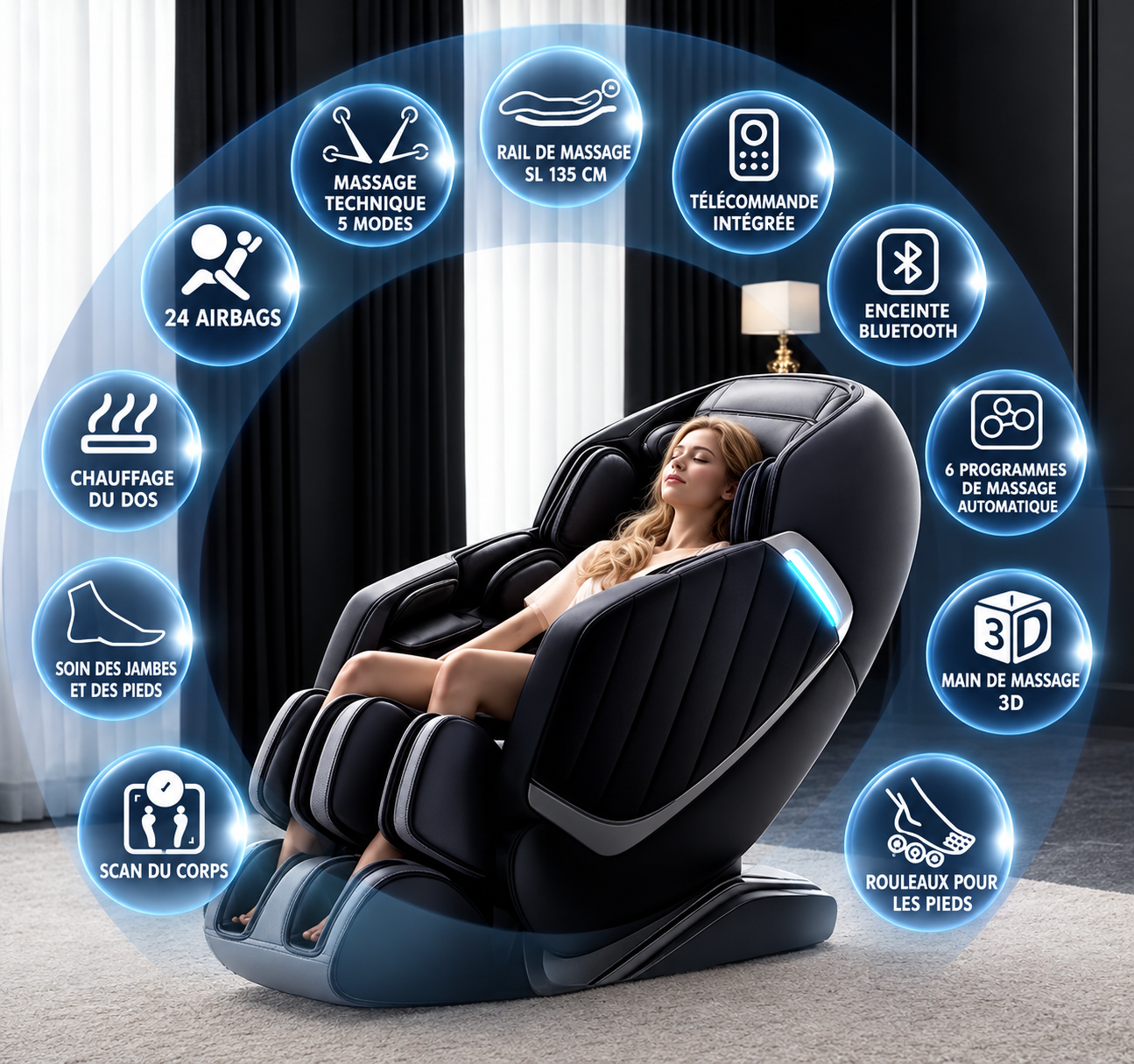 Fauteuil massant zéro gravité et ses fonctions
